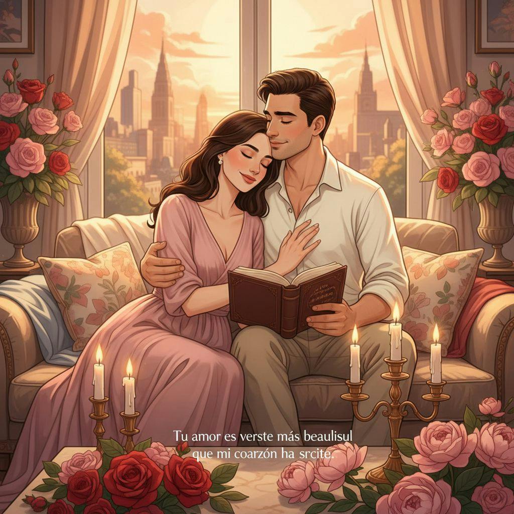 Hermosa ilustracion para versos de amor