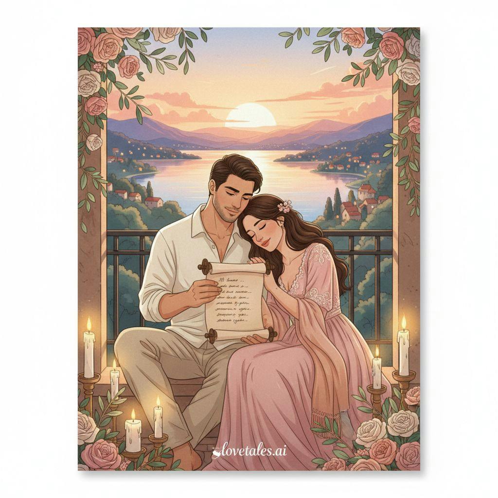 Hermosa ilustracion para poemas de amor