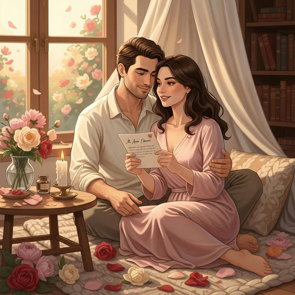 Hermosa ilustracion para carta de amor