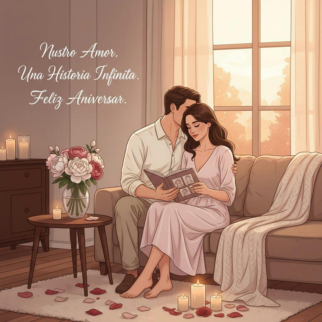 Hermosa ilustracion para dedicatoria aniversario de boda