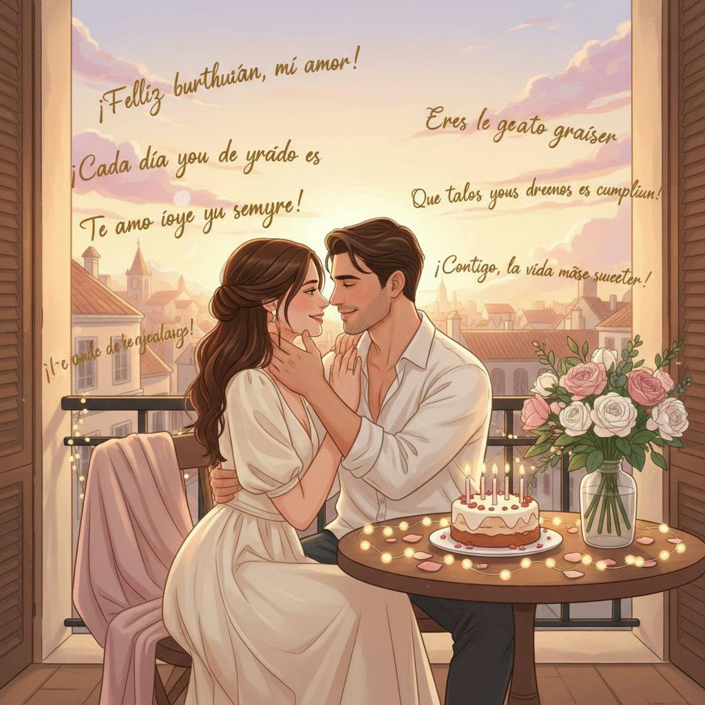 Hermosa ilustracion para frases bonitas para felicitar cumpleaños a tu pareja