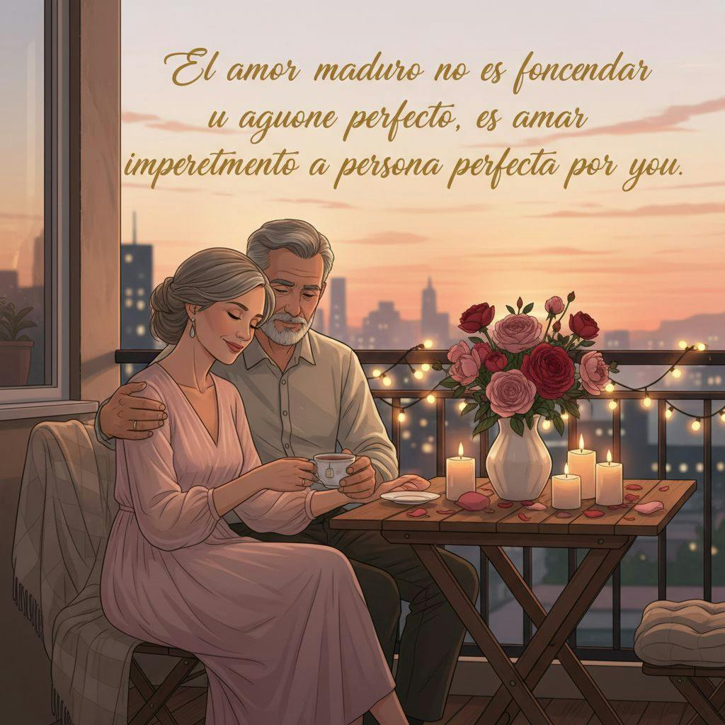 Hermosa ilustracion para amor maduro frases