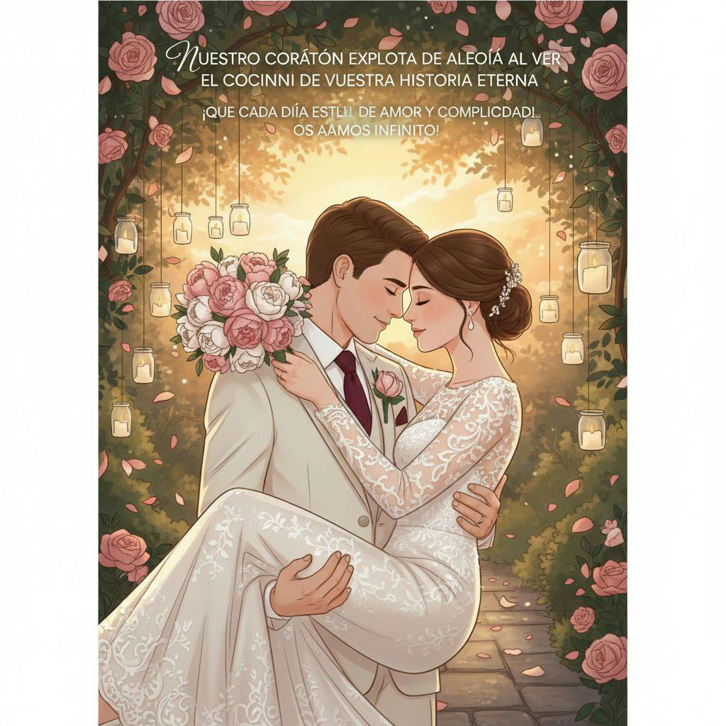 Hermosa ilustracion para frases para felicitar a mi hija por su boda