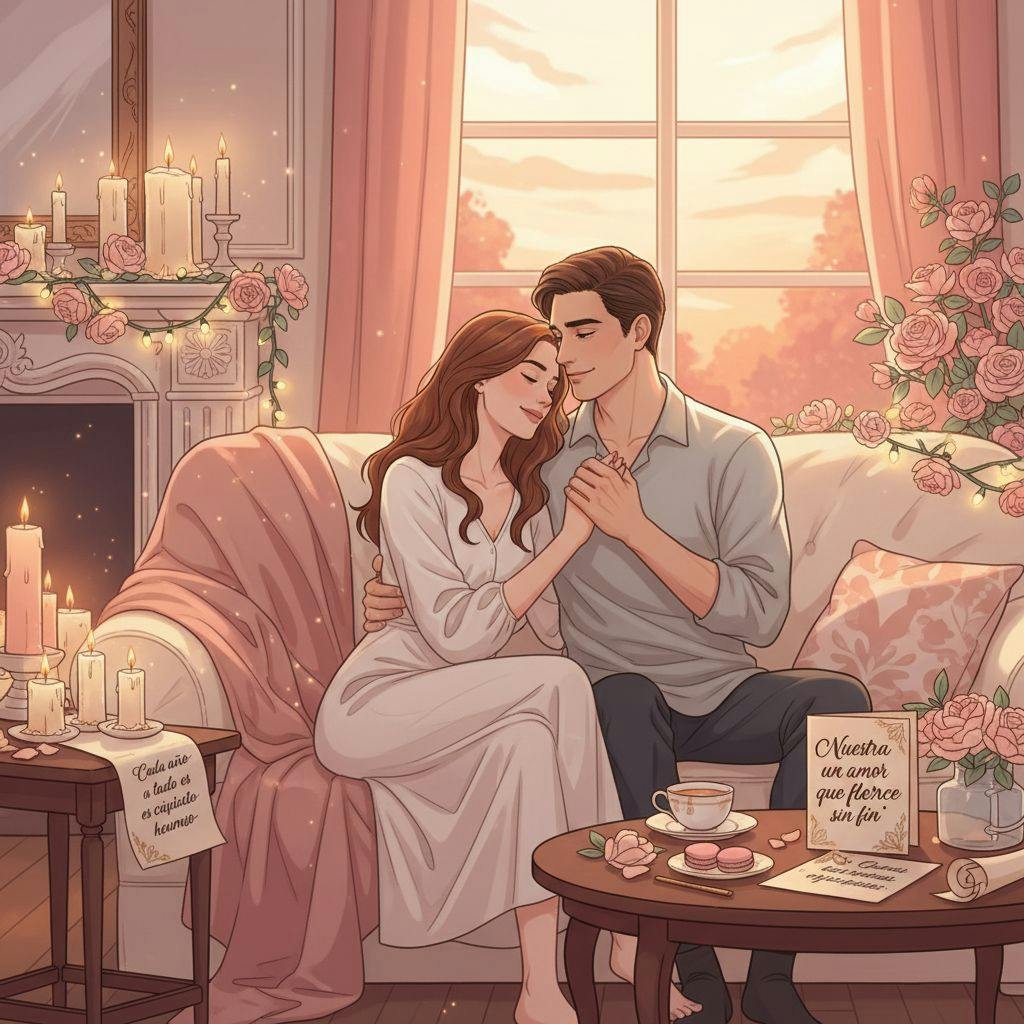 Hermosa ilustracion para frases de aniversario originales