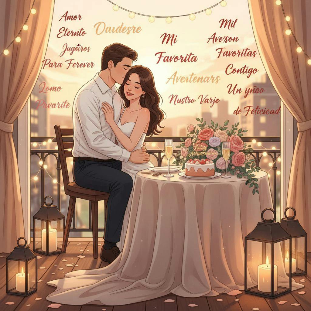 Hermosa ilustracion para frases de aniversario