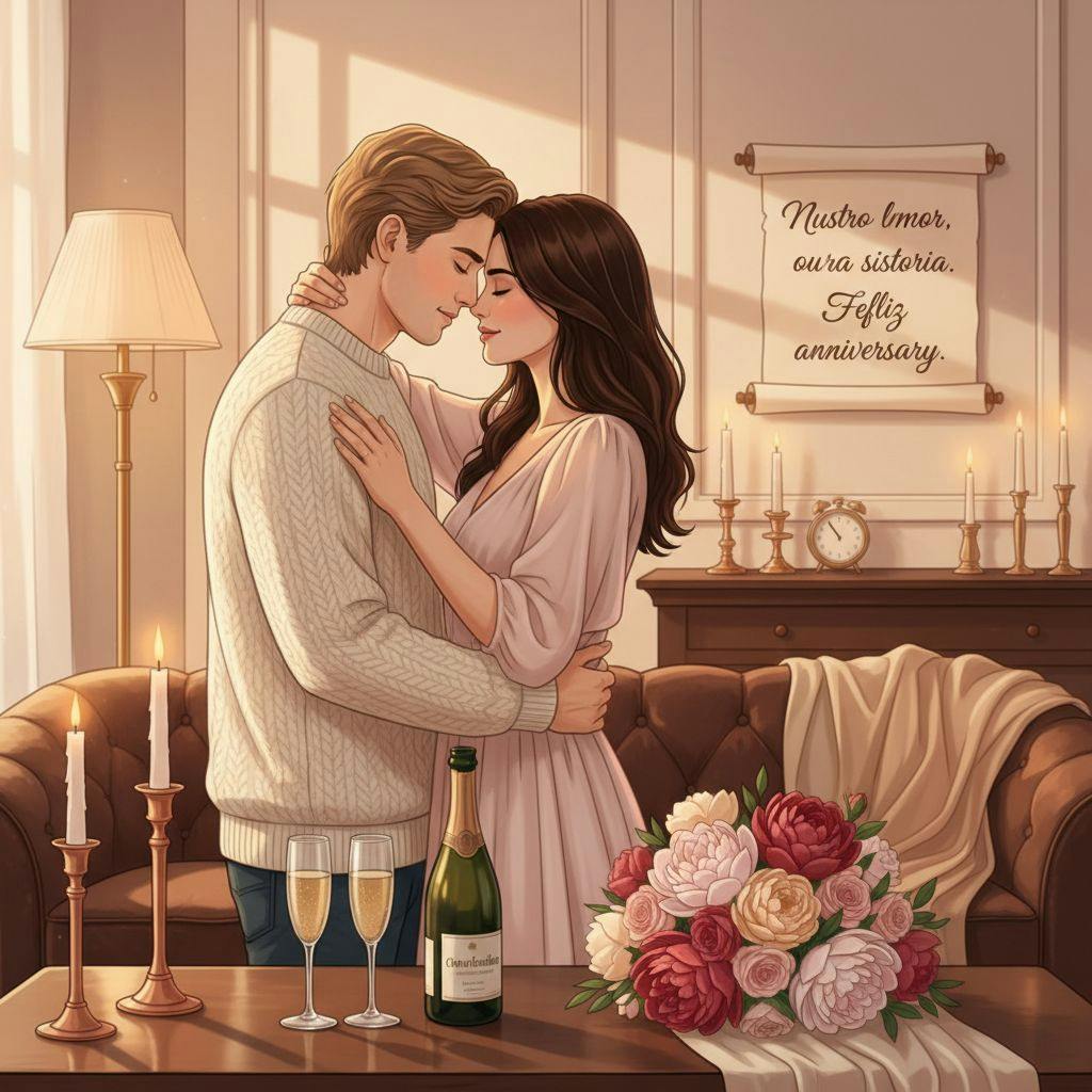 Hermosa ilustracion para frases de aniversario de boda