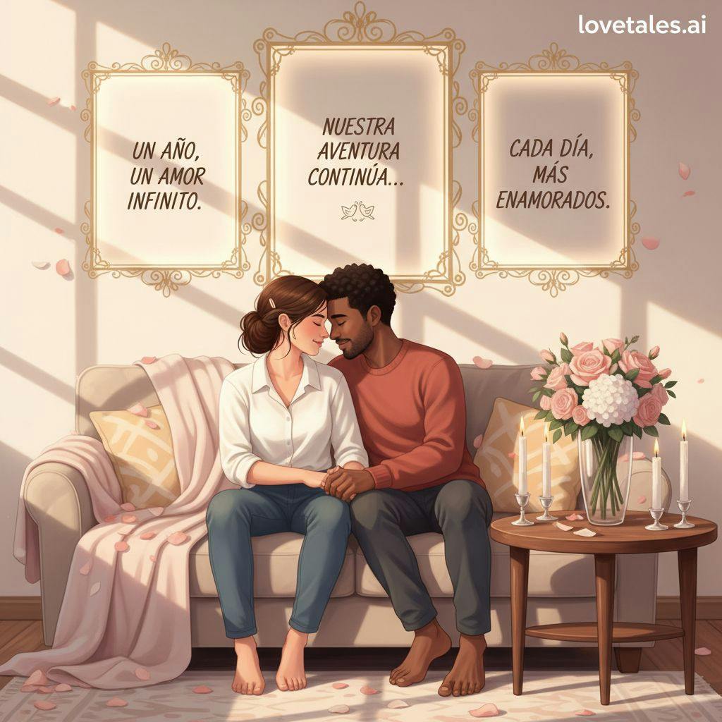 Hermosa ilustracion para frases de aniversario cortas