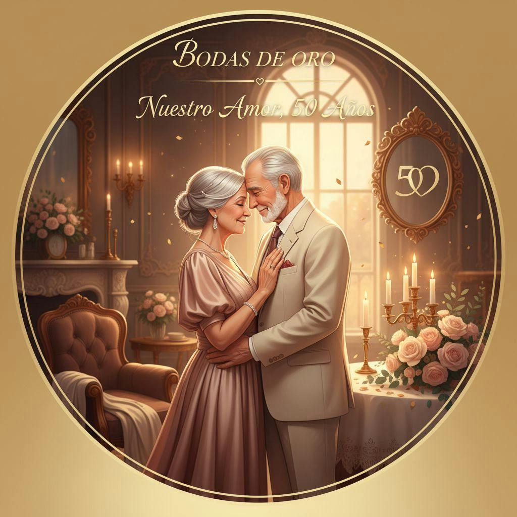 Hermosa ilustracion para dedicatoria bodas de oro