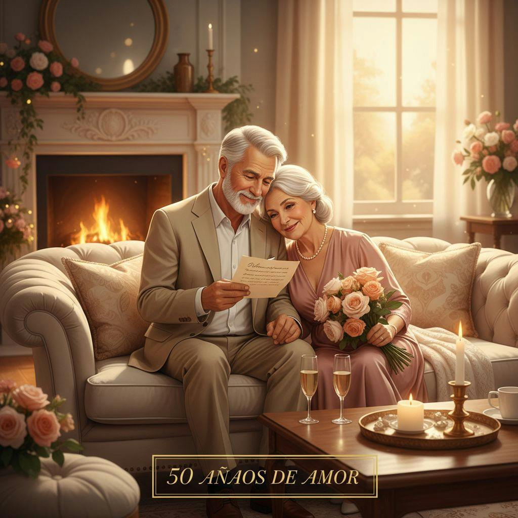 Hermosa ilustracion para discurso para bodas de oro