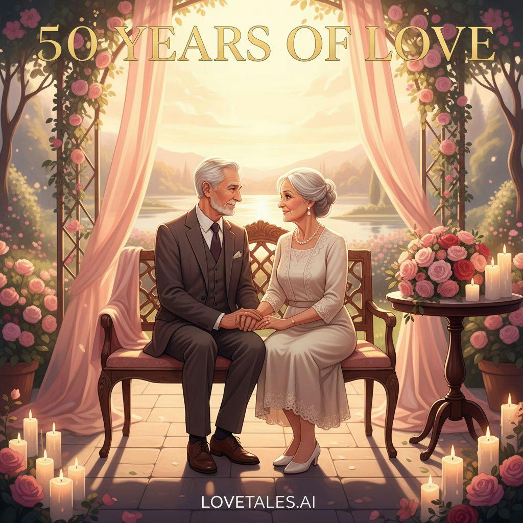 Hermosa ilustracion para 50 años de casados