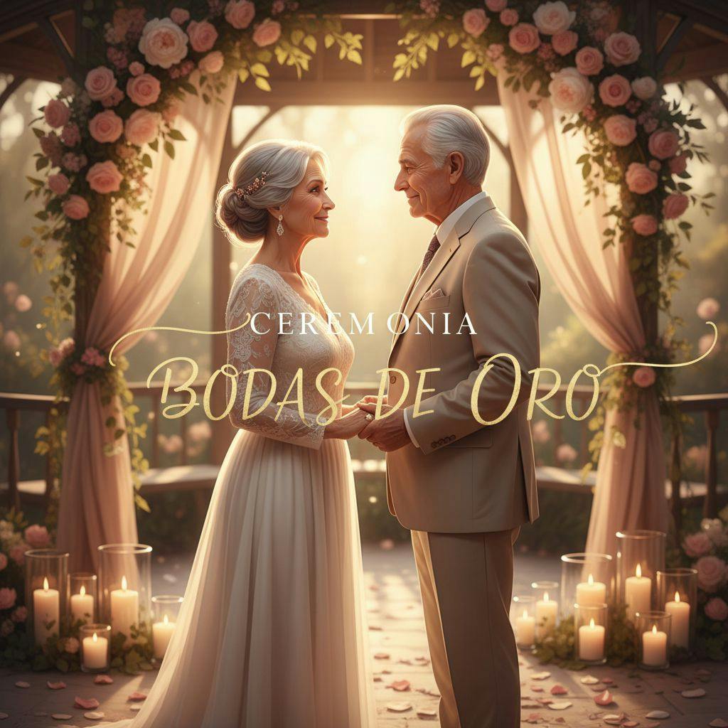 Hermosa ilustracion para texto ceremonia bodas de oro