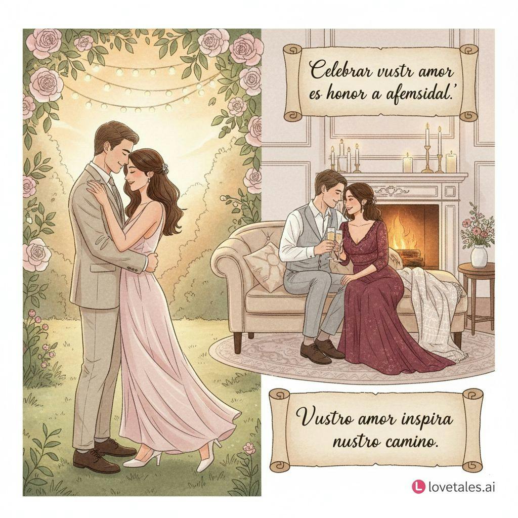 Hermosa ilustracion para frases para bodas de amigos