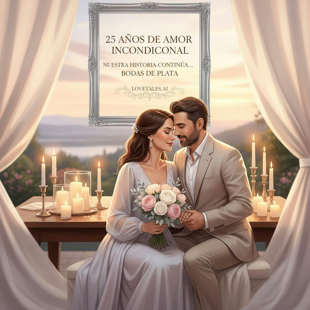 Hermosa ilustracion para frases bodas de plata