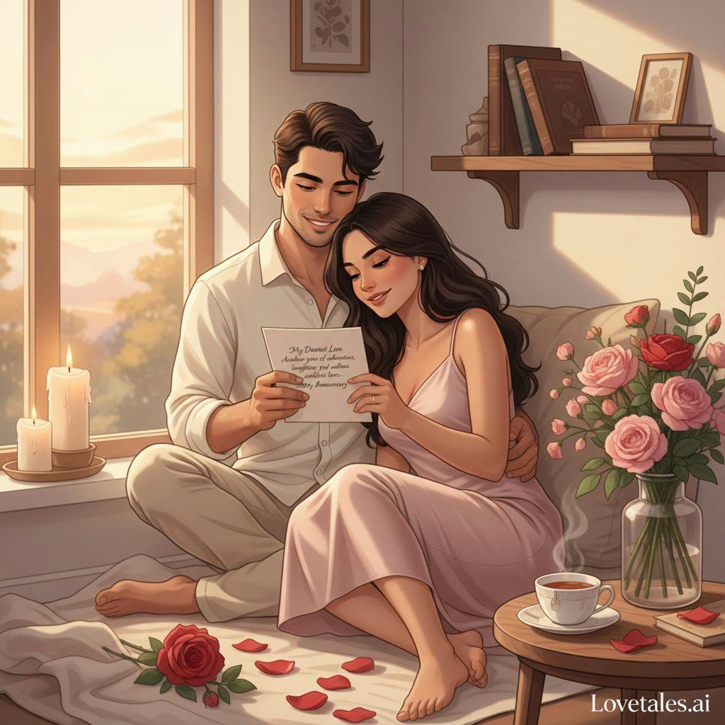 Hermosa ilustracion para carta de aniversario para mi novio