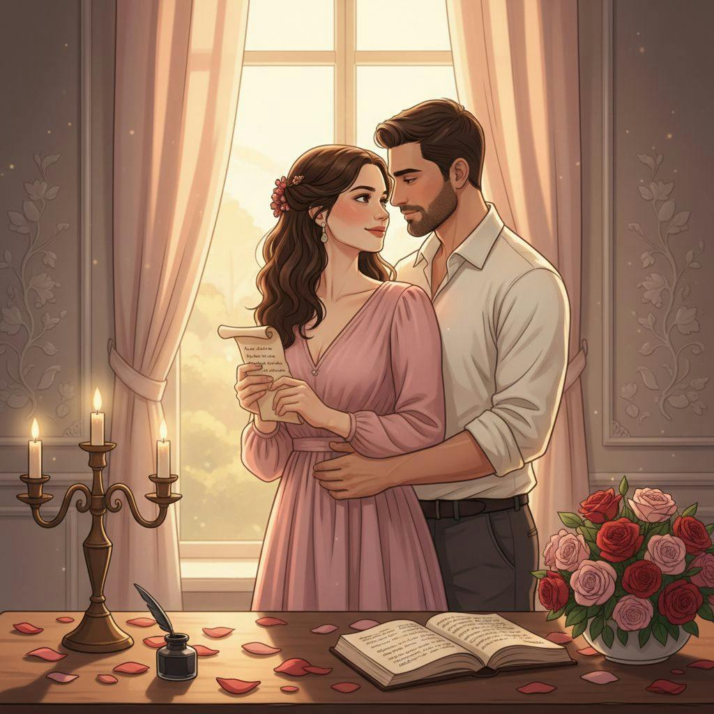 Hermosa ilustracion para poemas de aniversario