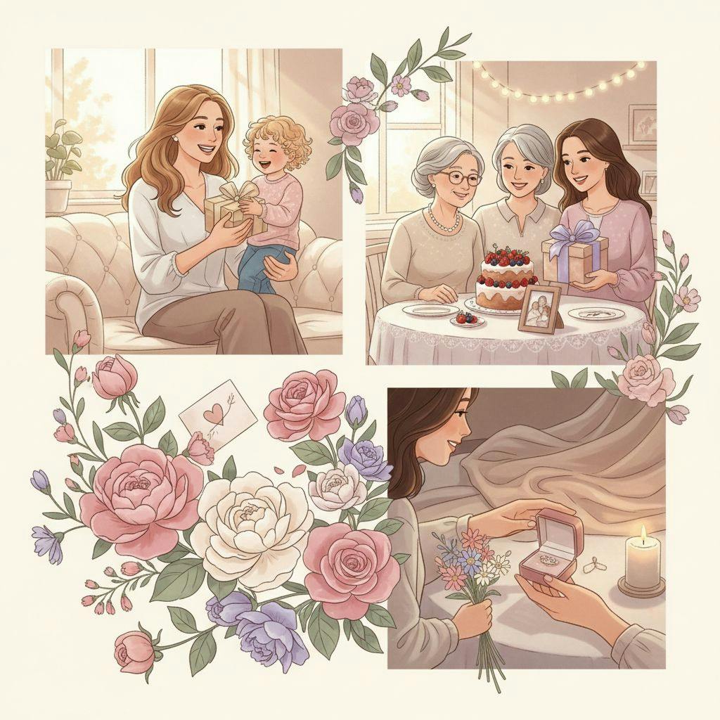 Beautiful illustration for mother's day gift ideas