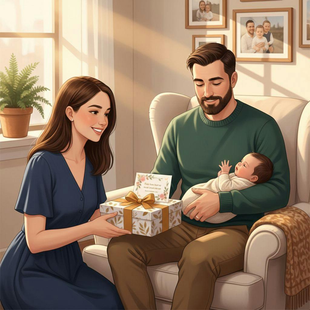 Beautiful illustration for first fathers day gift