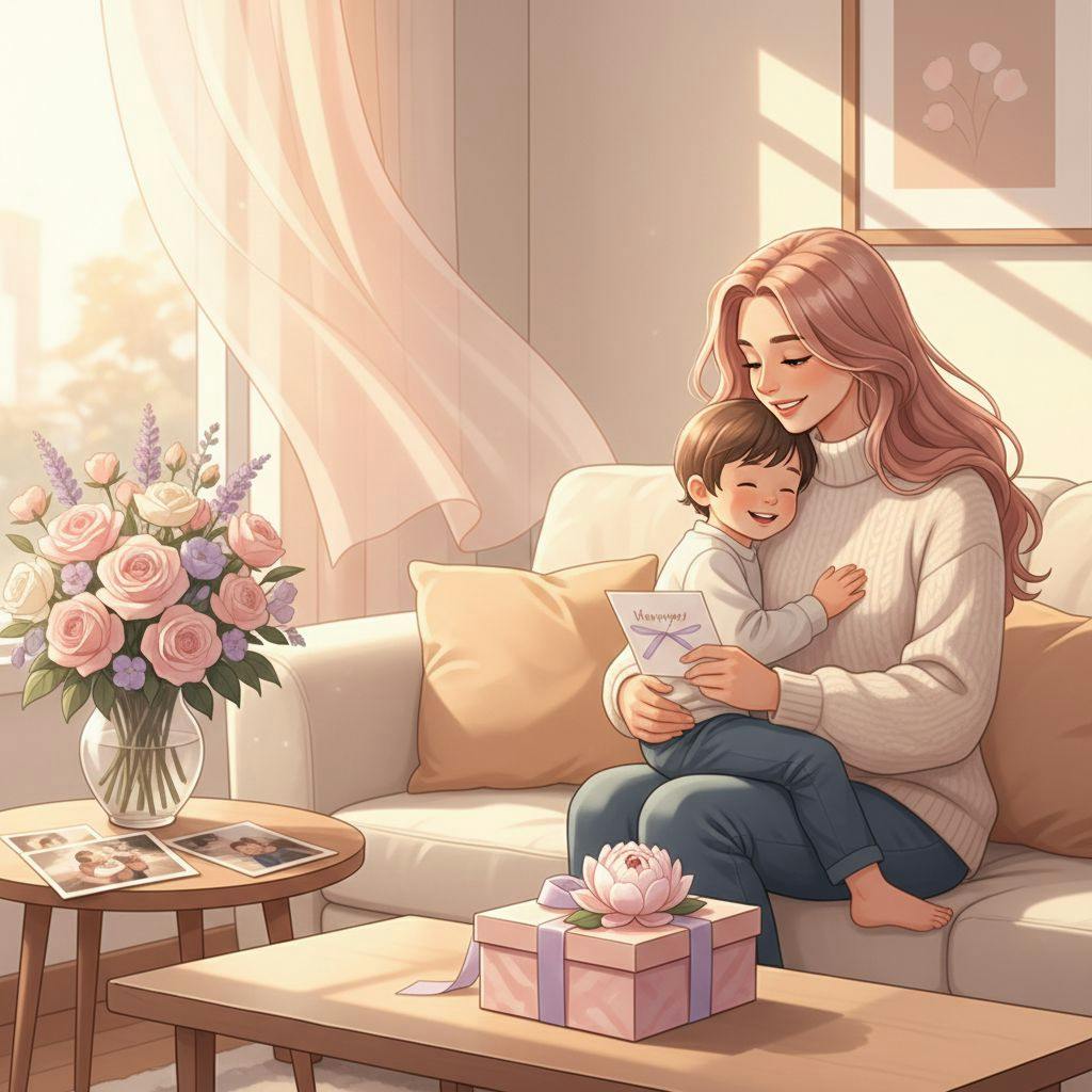 Beautiful illustration for mother's day gift for wife