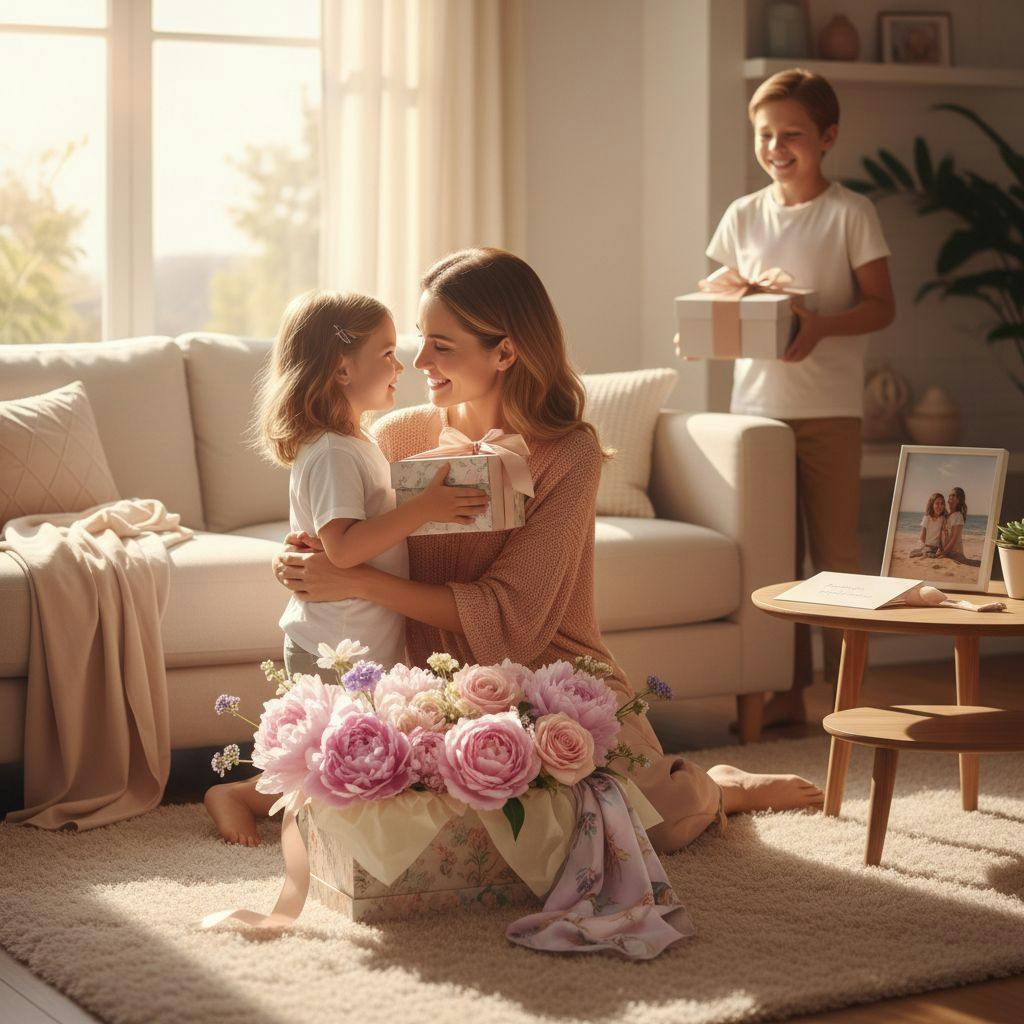 Beautiful illustration for mother's day delivery gifts