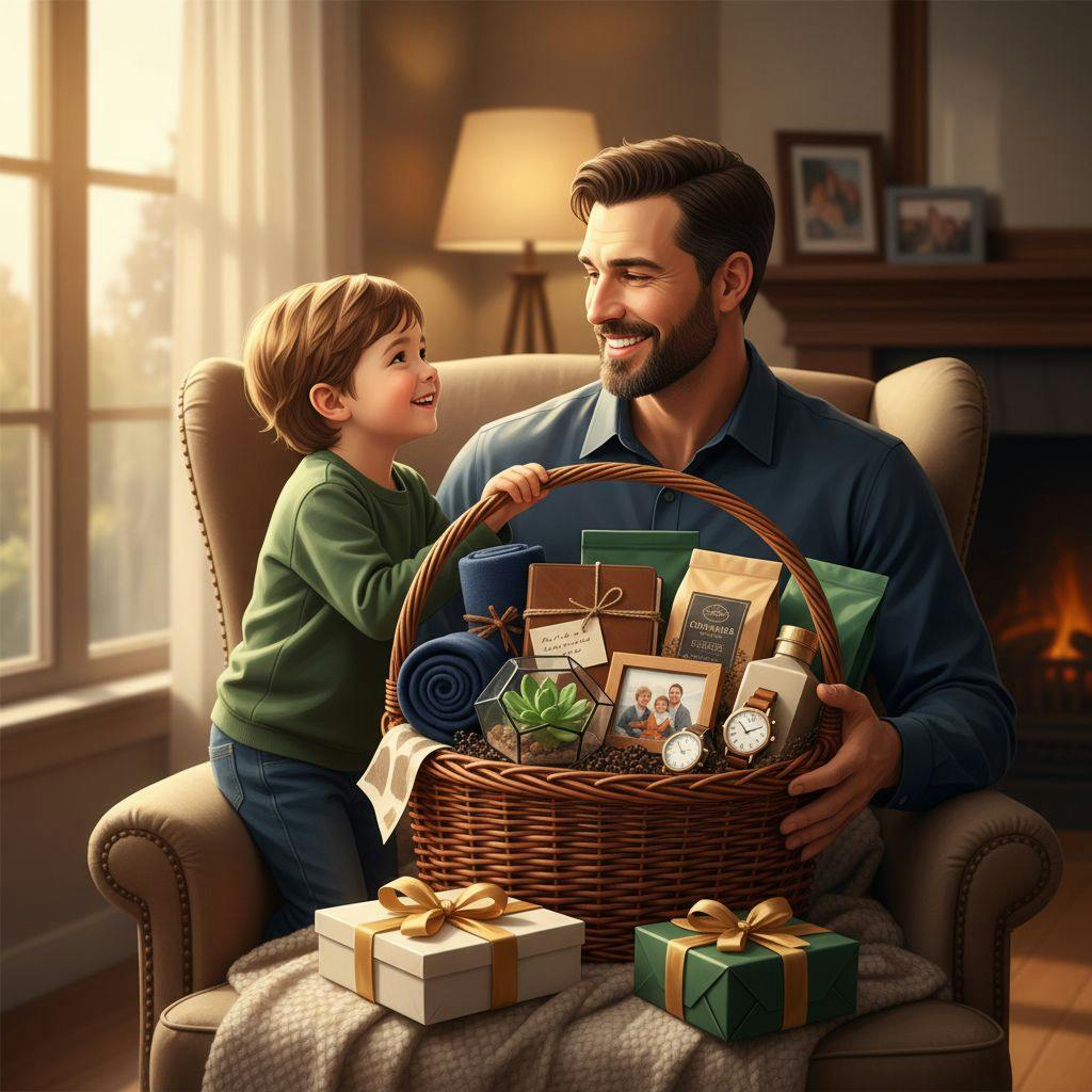 Beautiful illustration for father's day gift basket