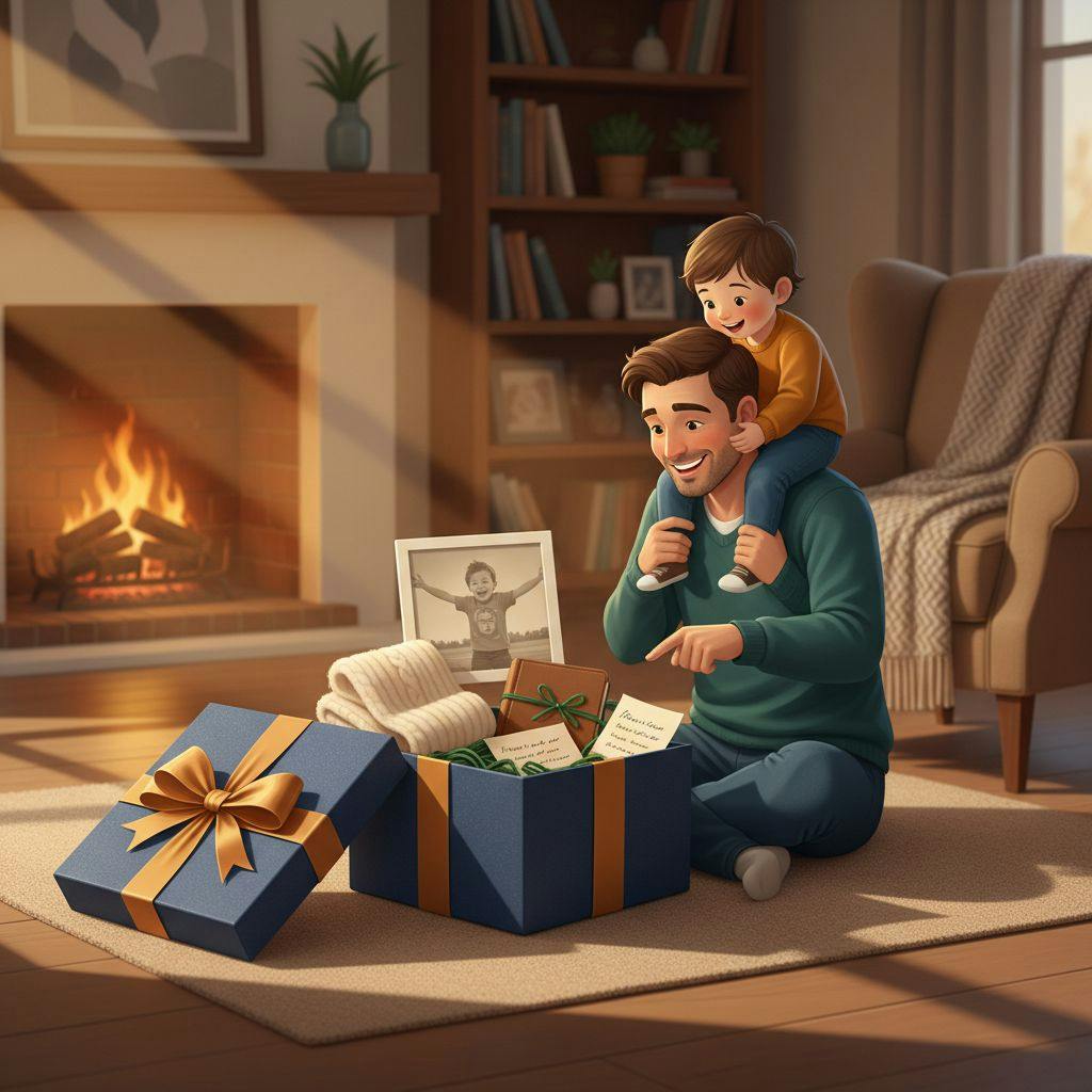 Beautiful illustration for fathers day gift box