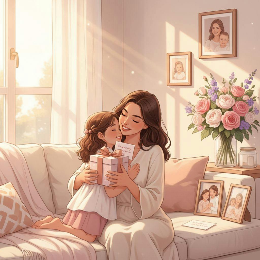 Beautiful illustration for mother's day gift for girlfriend