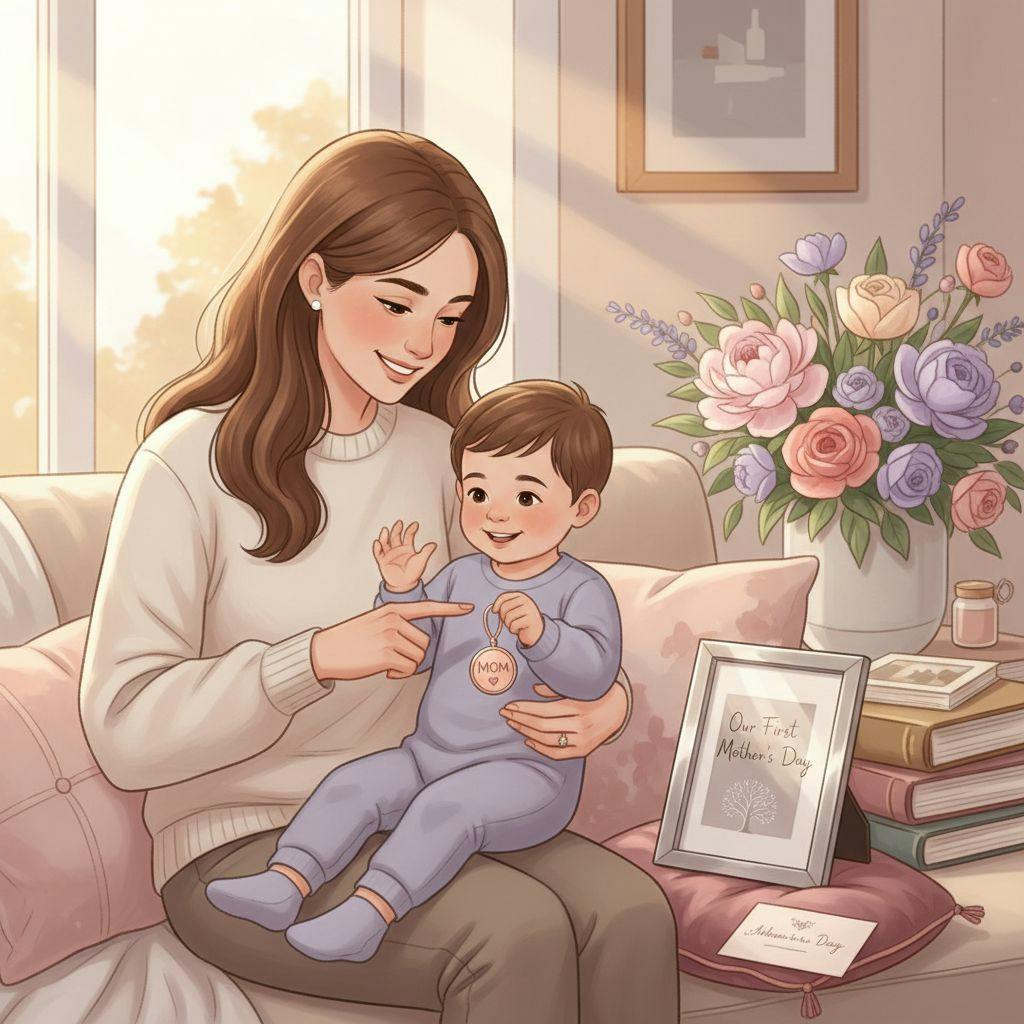 Beautiful illustration for engraved mother's day gifts