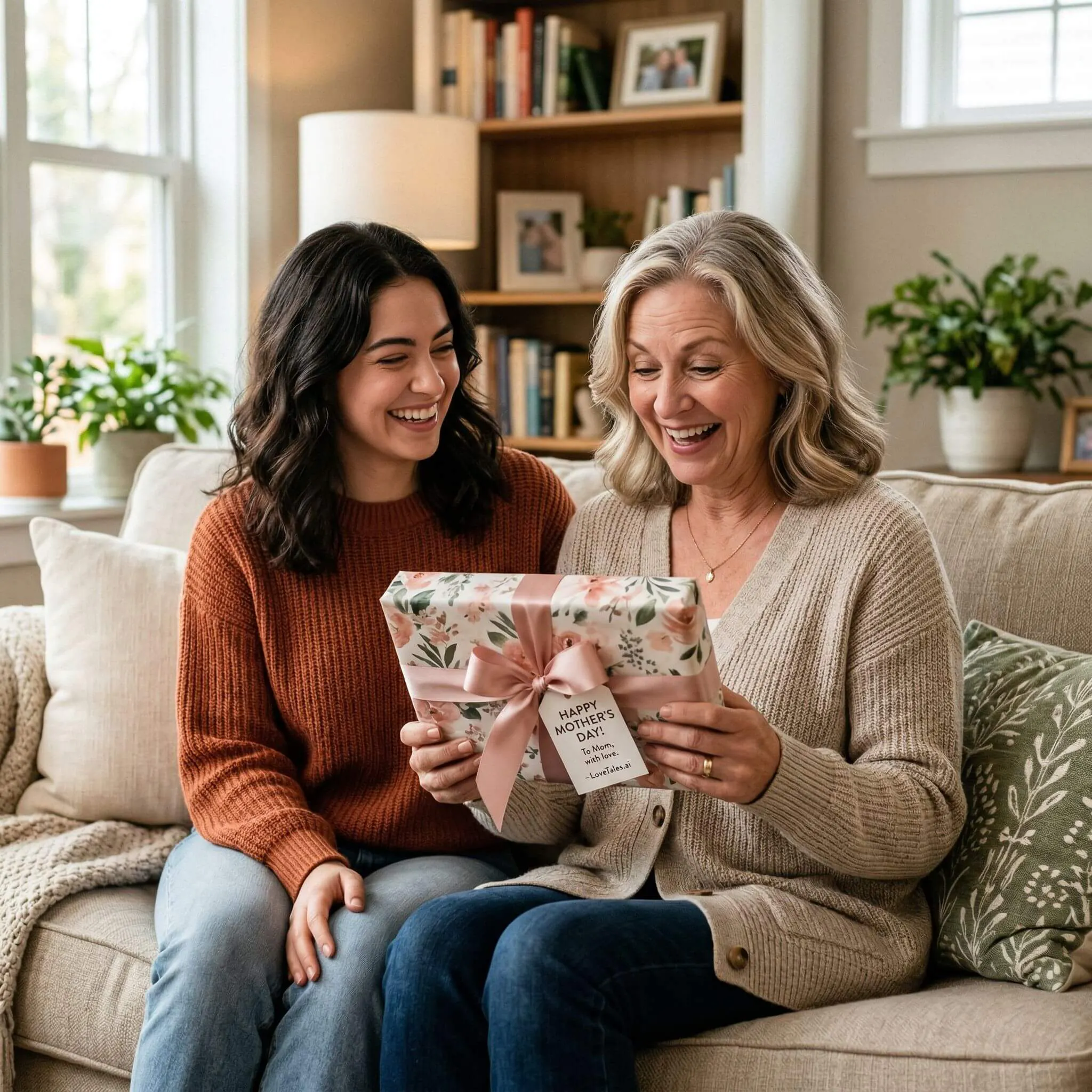 mom receiving a book