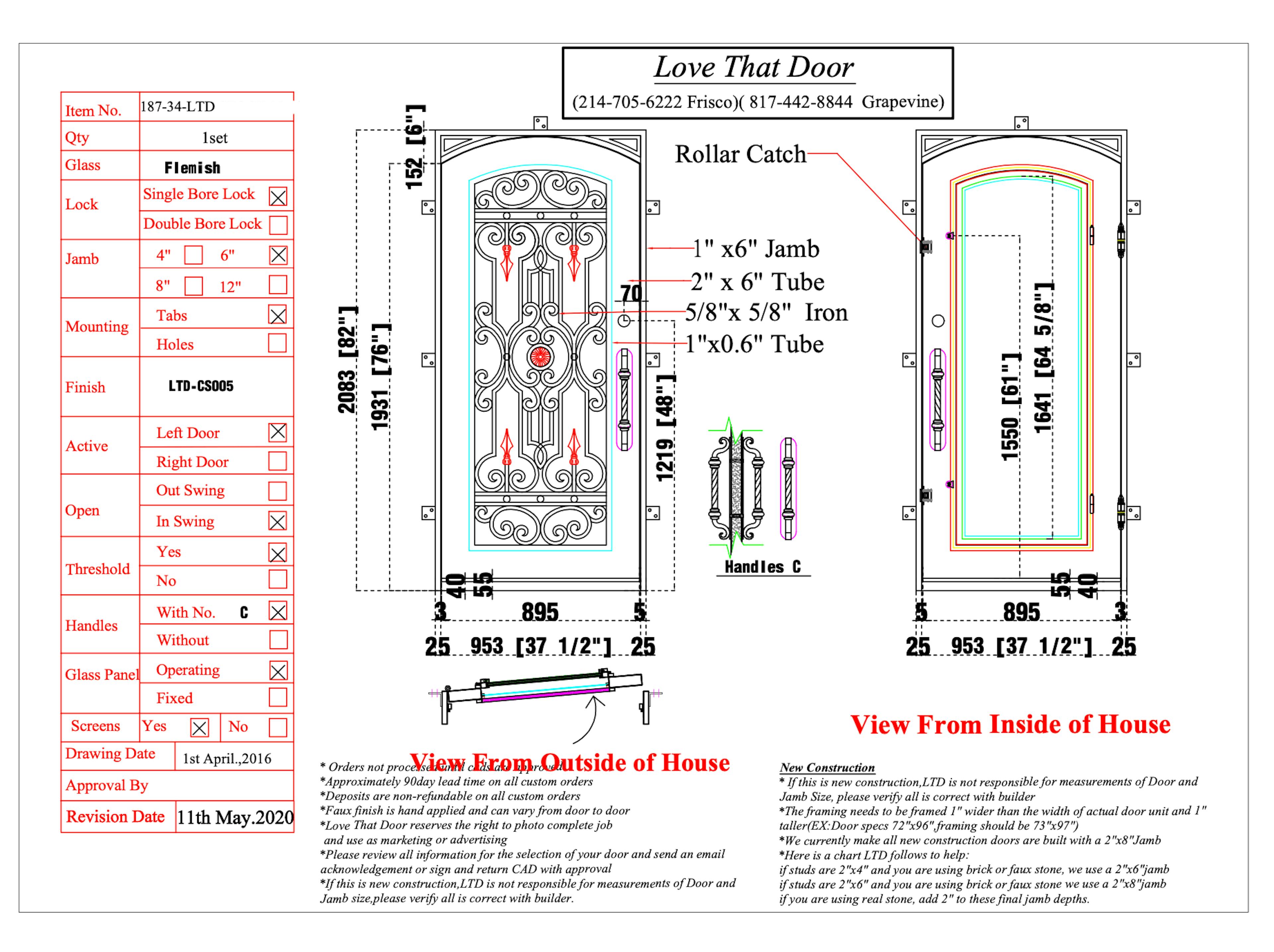 SINGLE ENTRY IRON DOOR #187-34