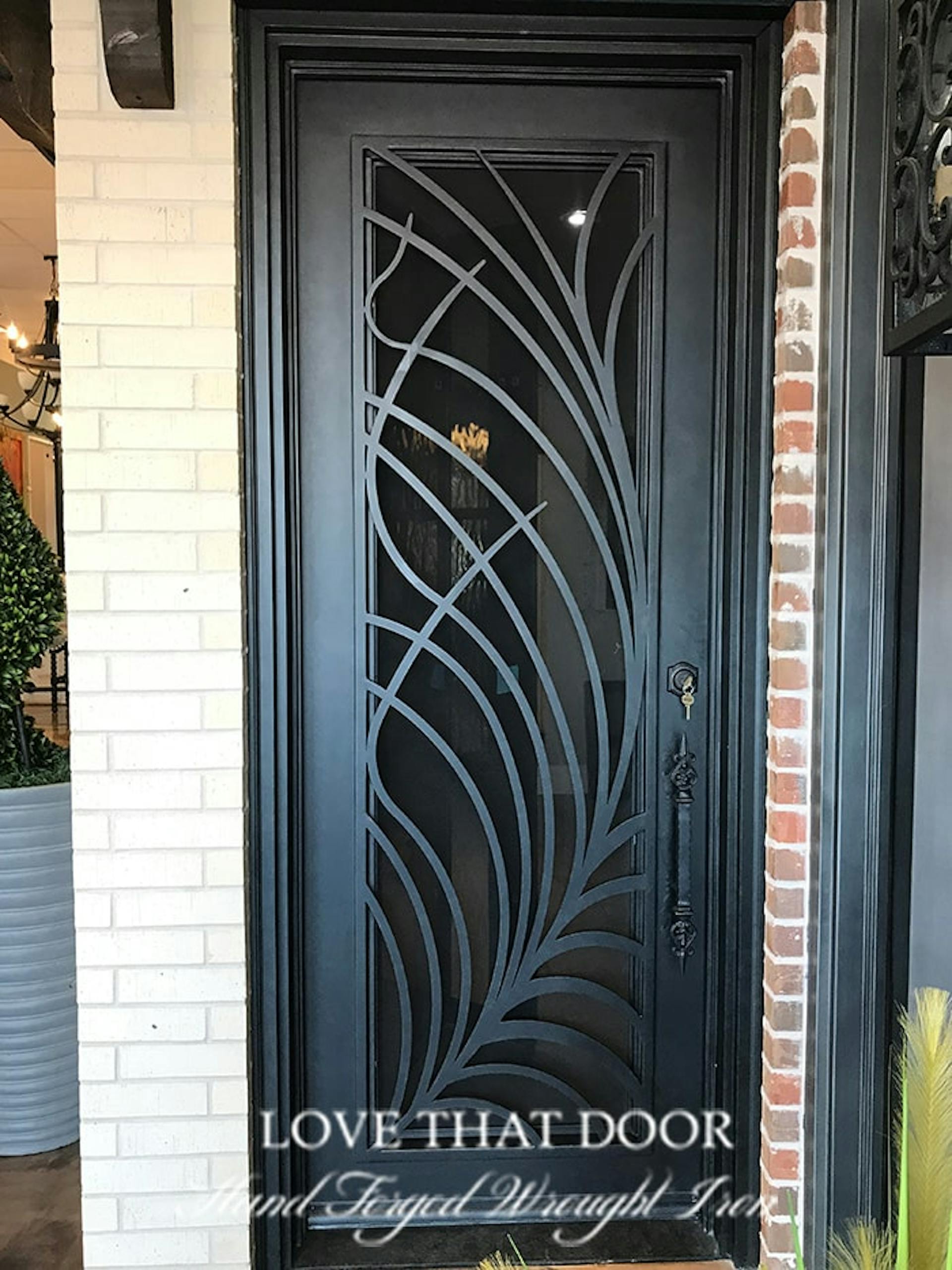 Single iron door with decorative studs and rivets for a unique touch