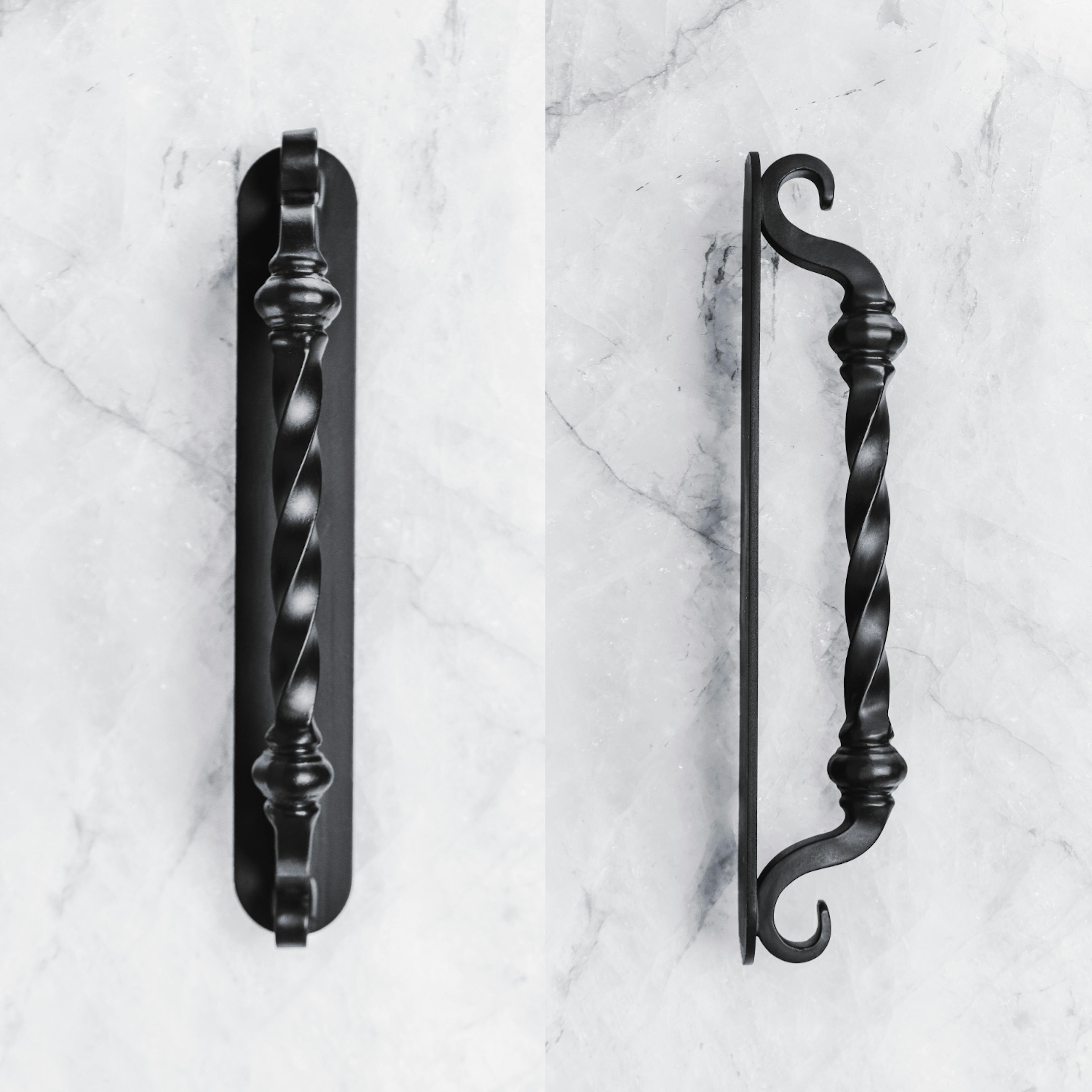 Customizable iron door pulls with elegant finishes and textures