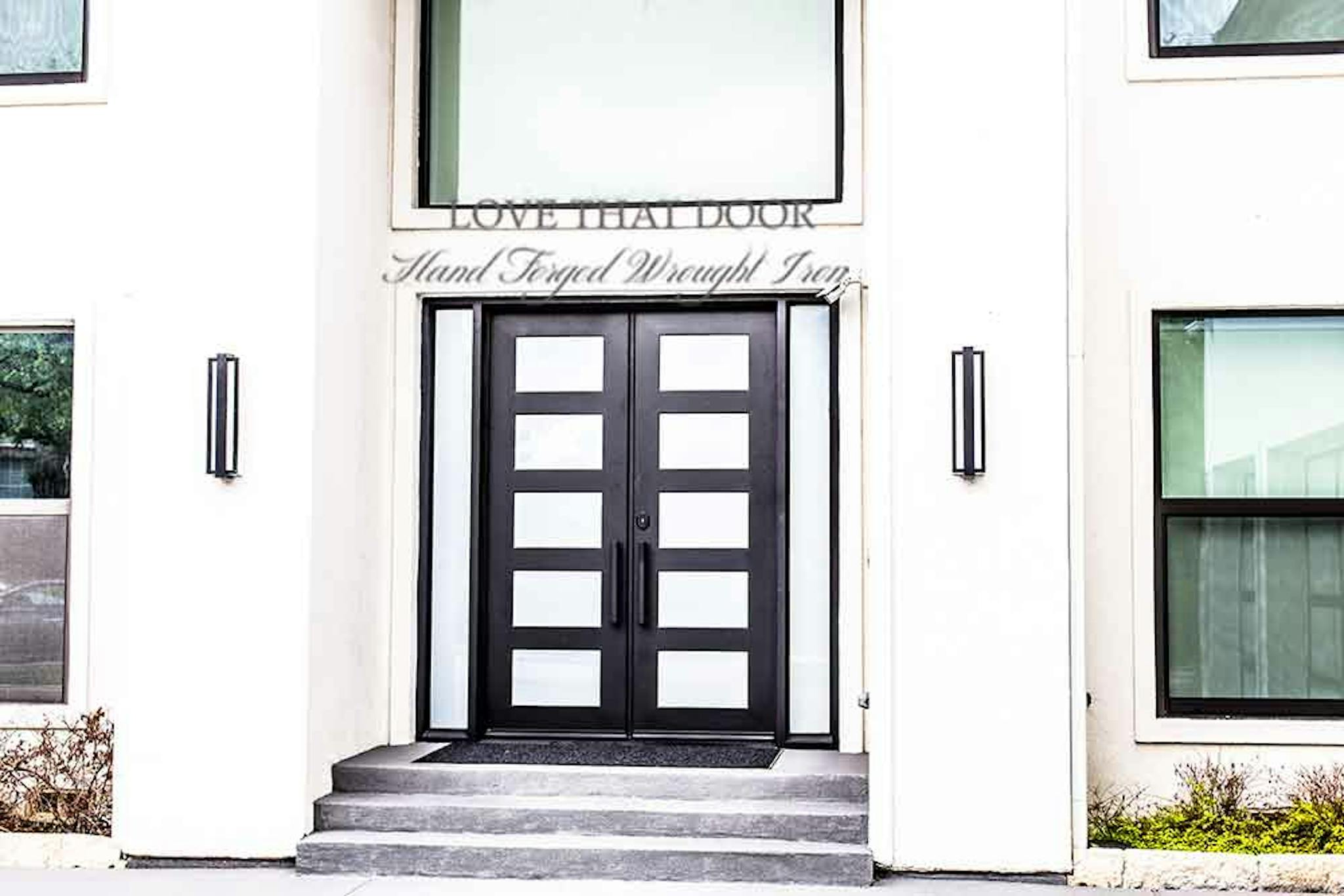 modern double entry iron door