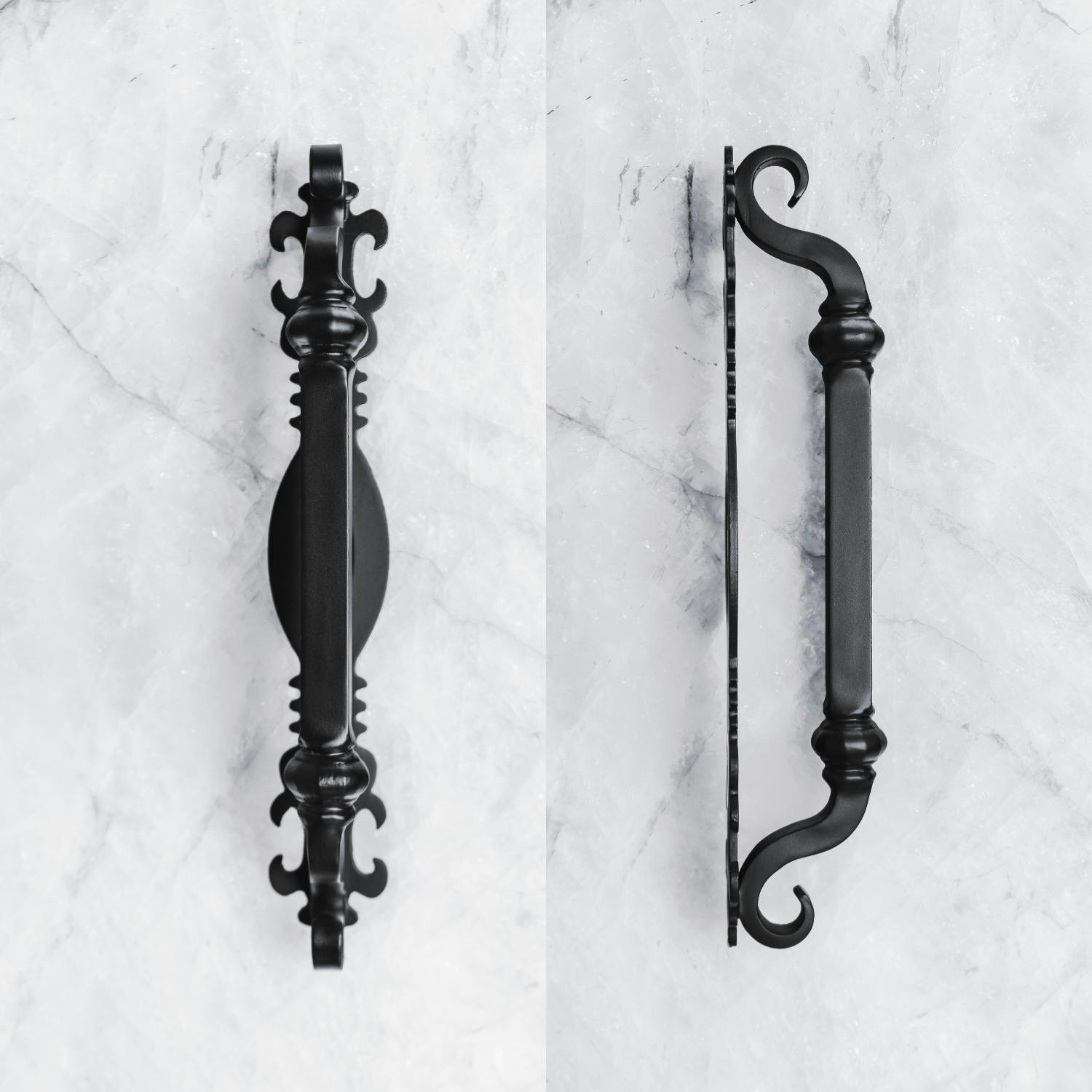 Contemporary iron door handle with ergonomic grip and comfortable touch