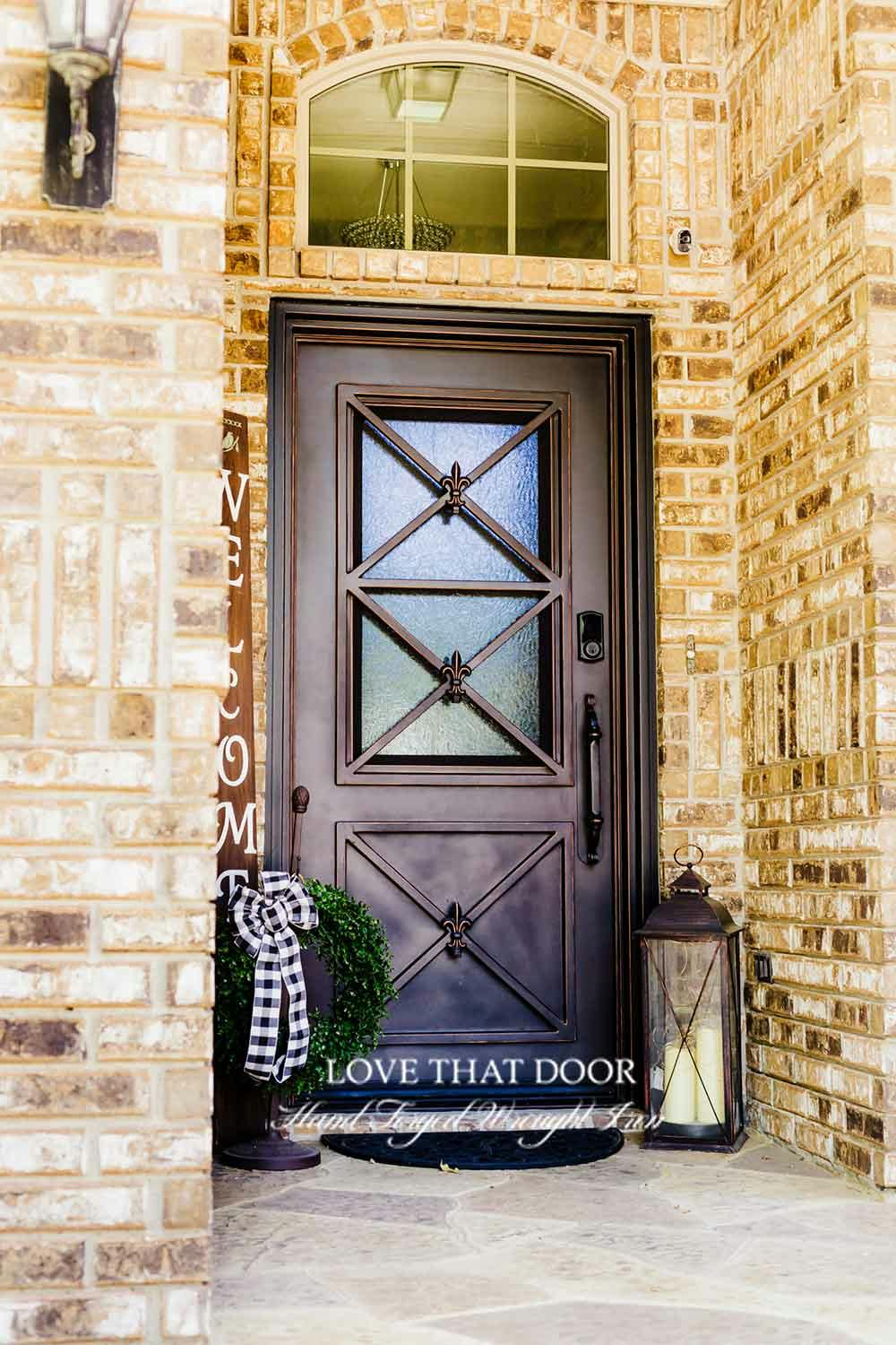 Single iron door with customizable sidelights for added natural light and privacy