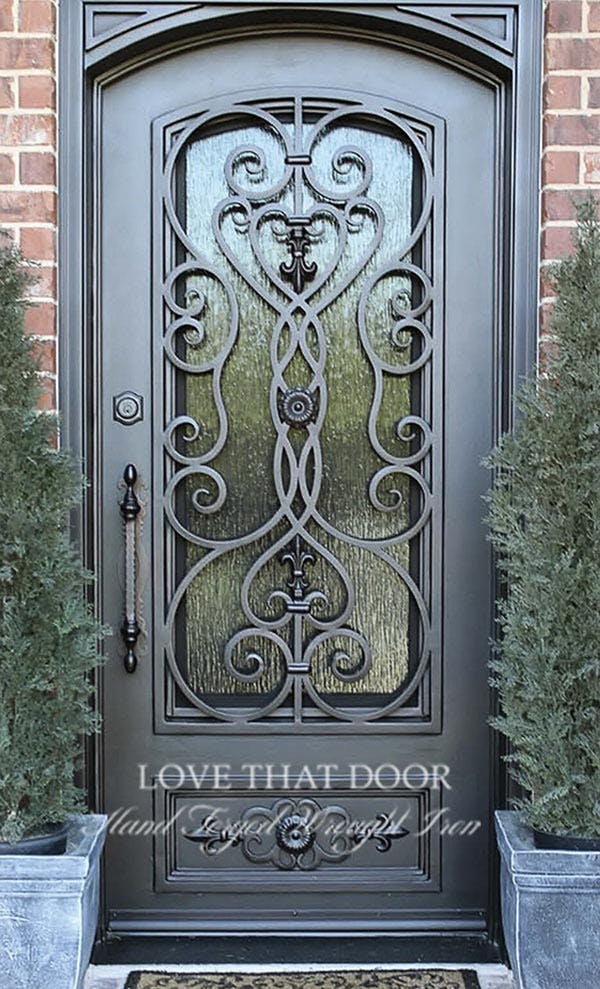 Durable single iron front door with enhanced security features