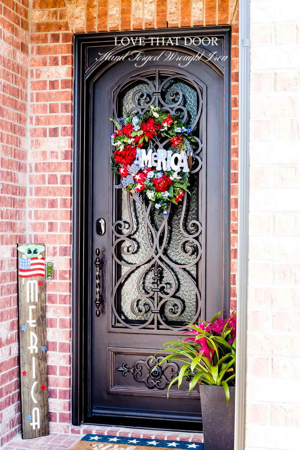 Single iron front door with strong construction and sturdy frame