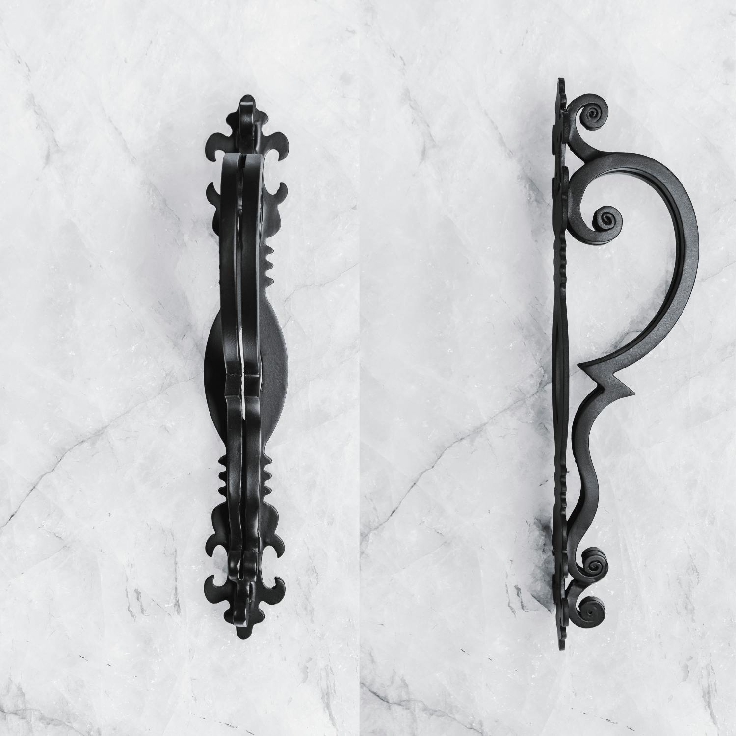 Unique iron door pull with artistic design and bold statement-making style