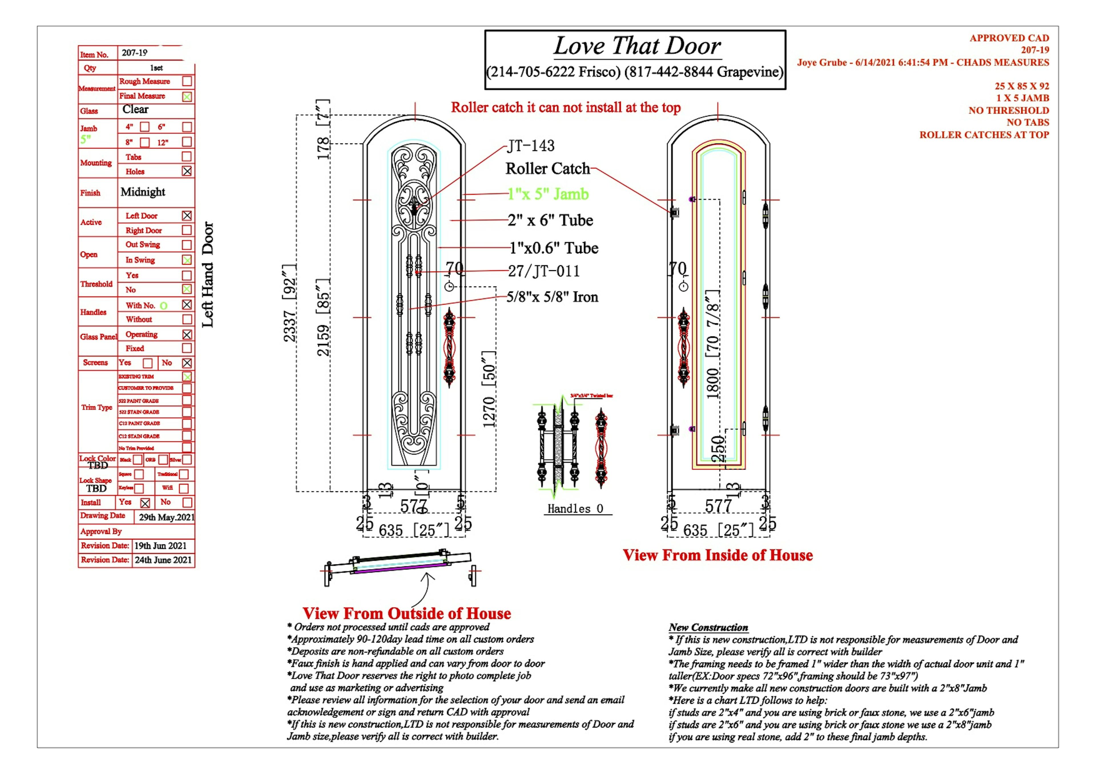 SINGLE ENTRY IRON DOOR #207-19