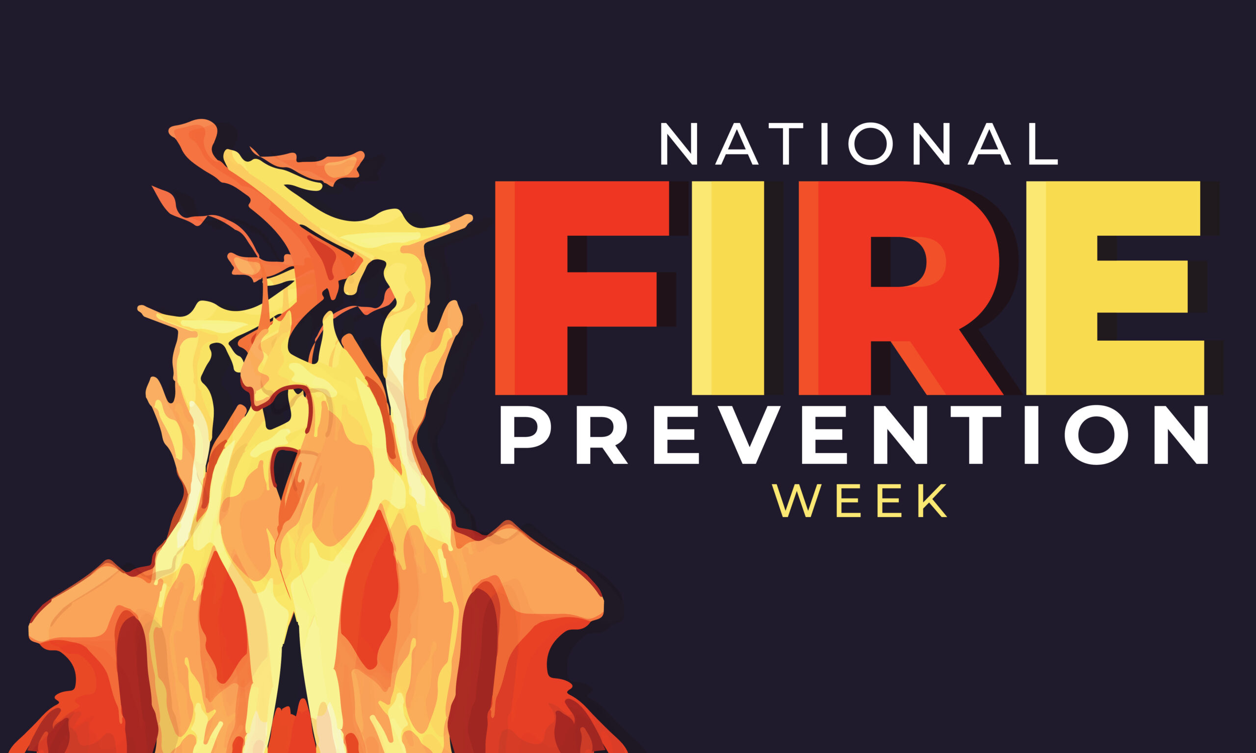bold, graphic-style poster for National Fire Prevention Week