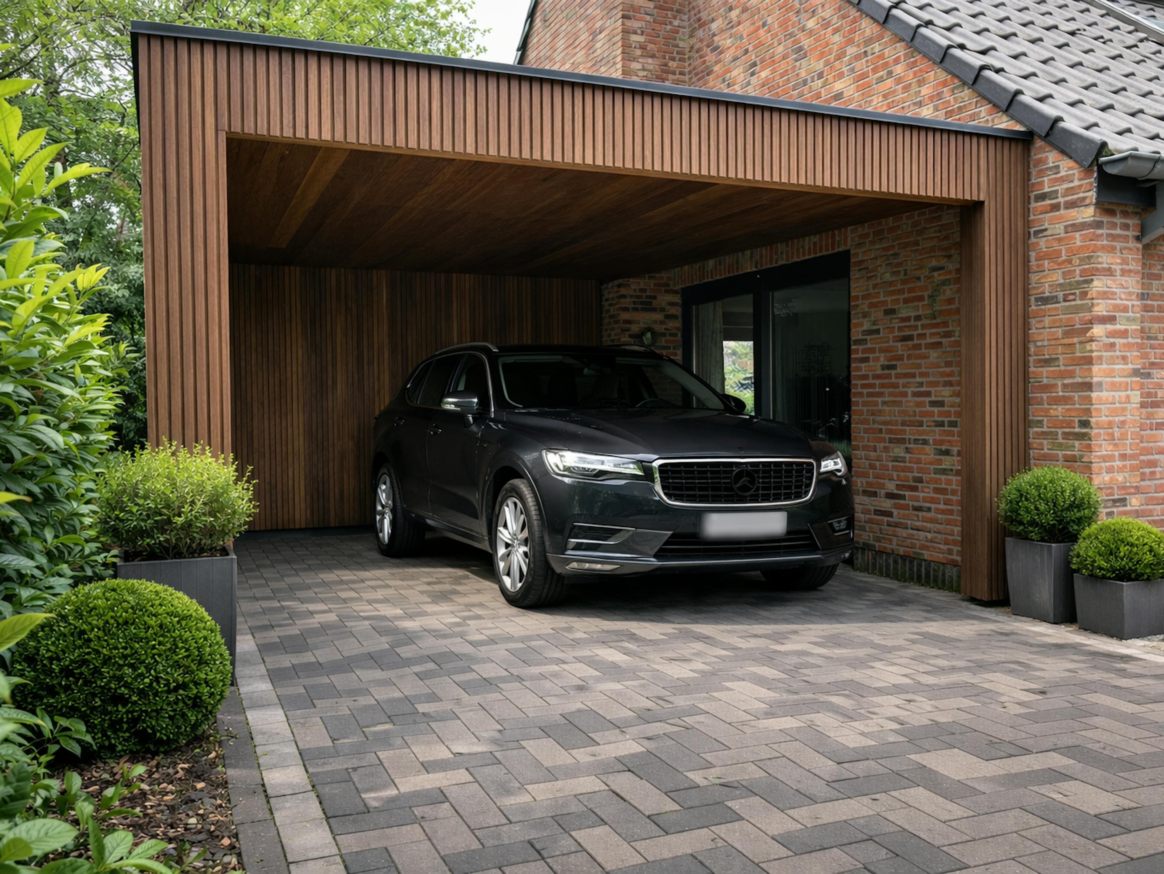 auto onder moderne carport