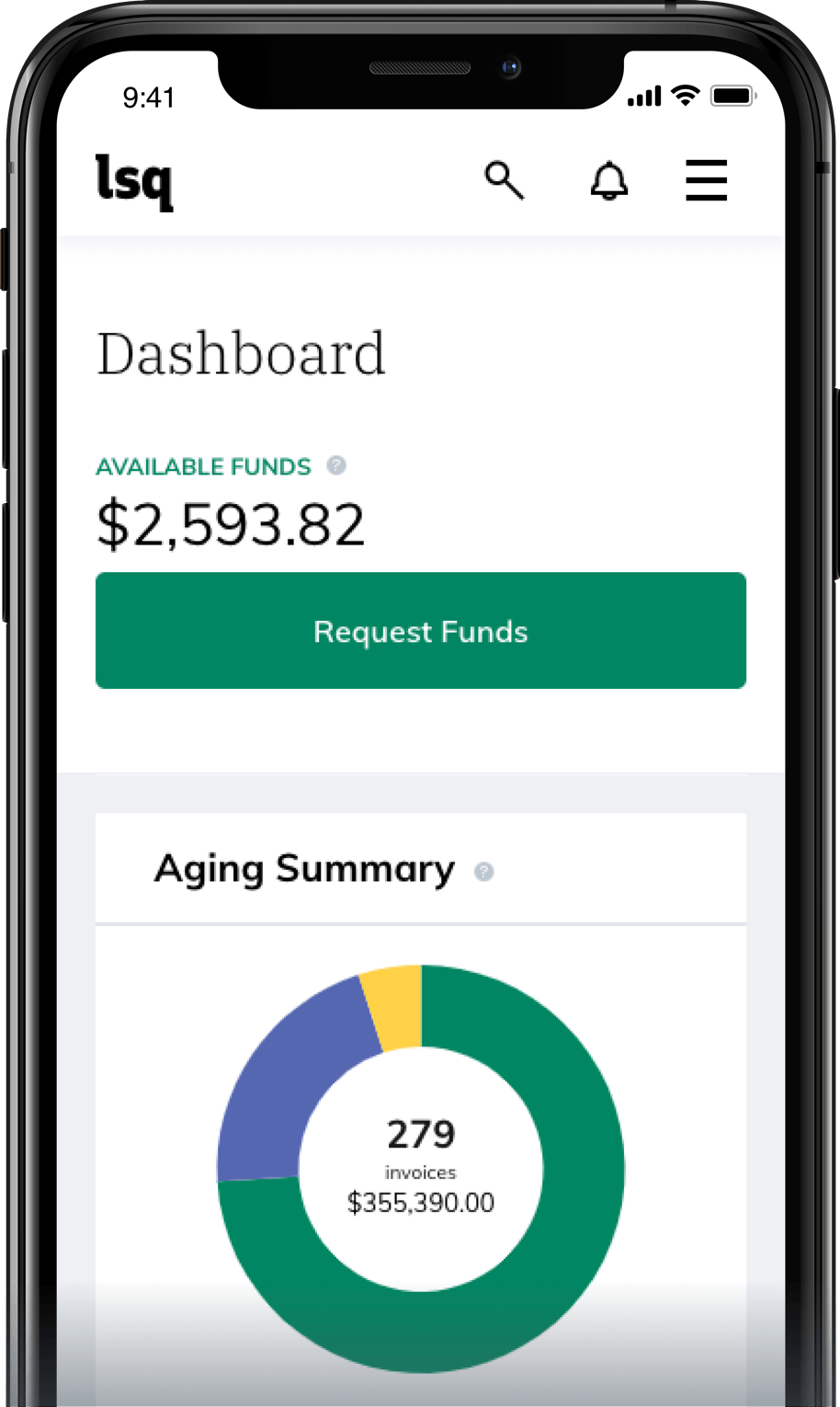 Mobile LSQ Dashboard screenshot