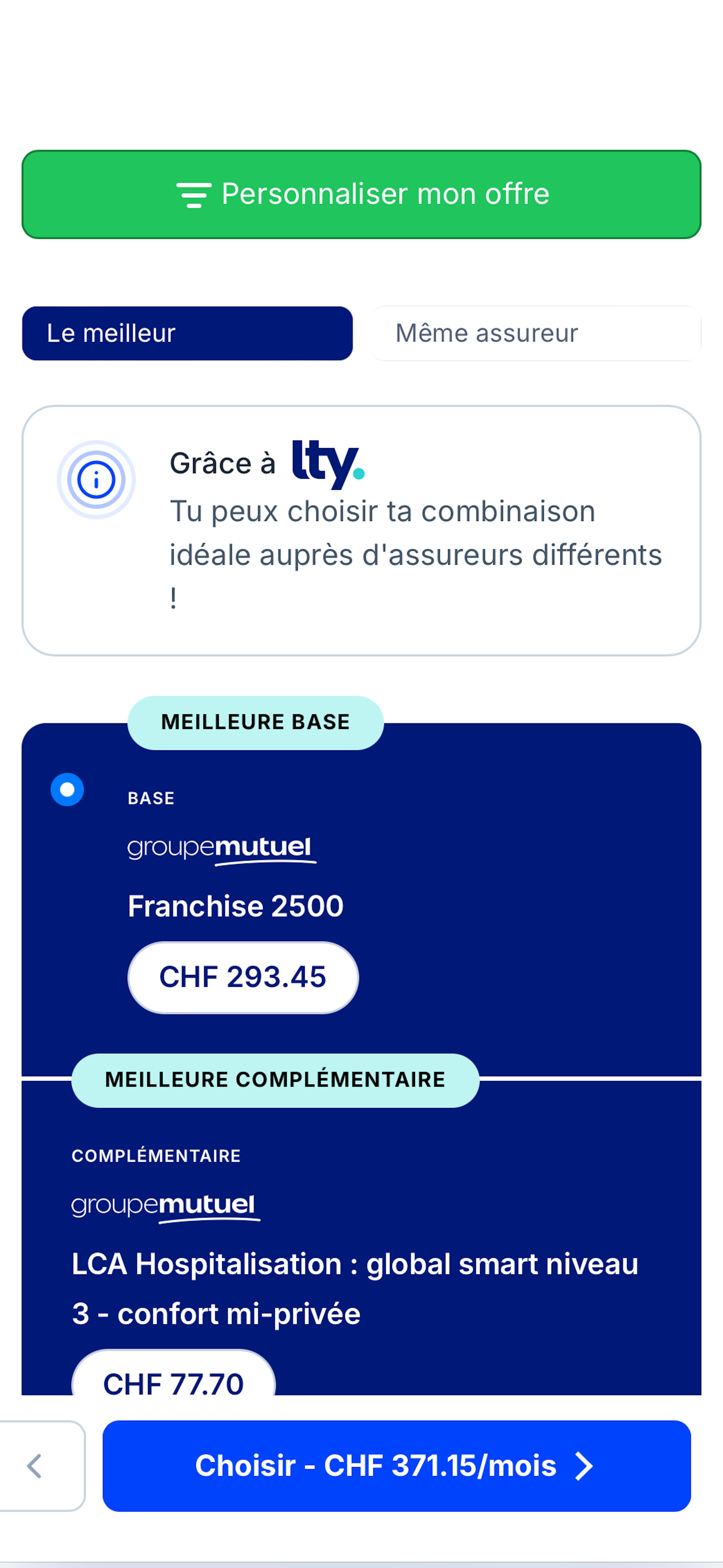 tarification immédiate et couvertures détaillées