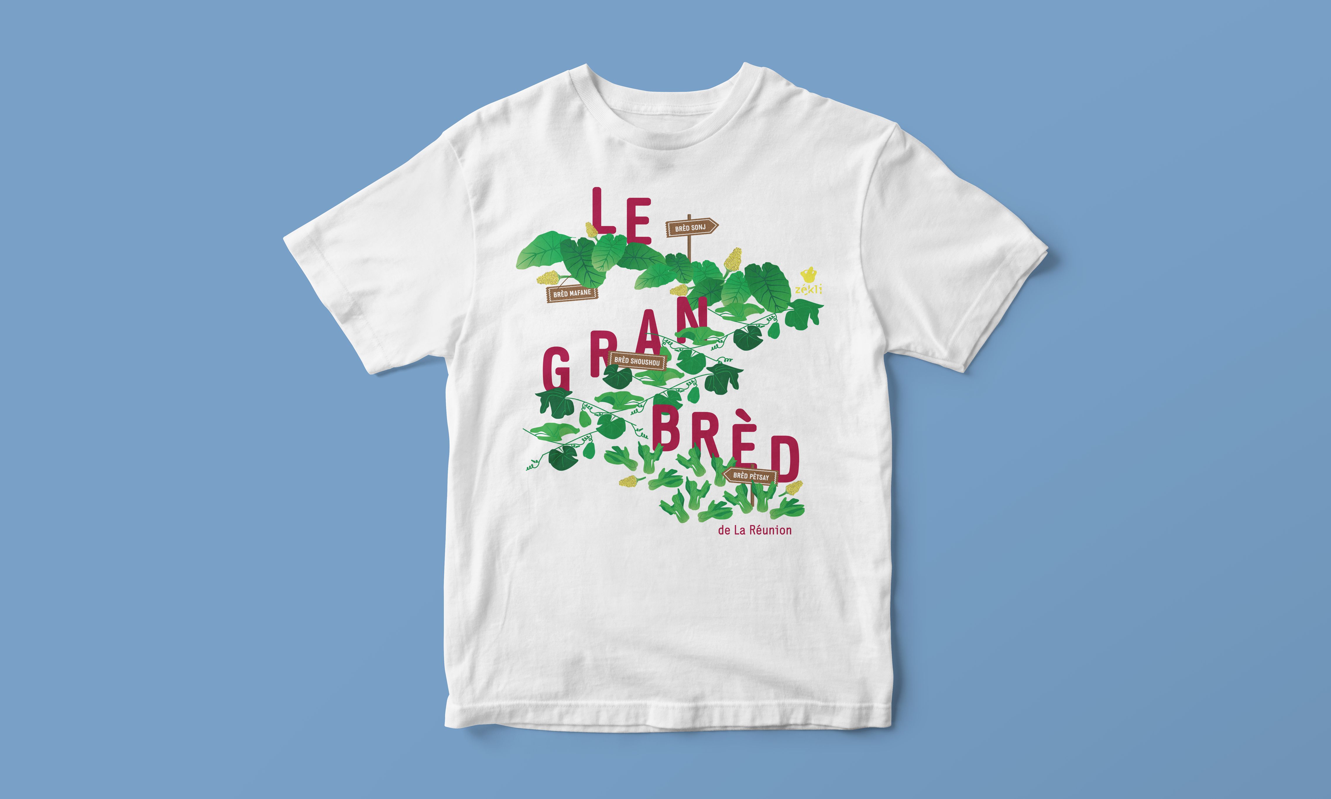 illustration printed on t-shirt of Le Grand Bred for Zekli brand of Reunion Island