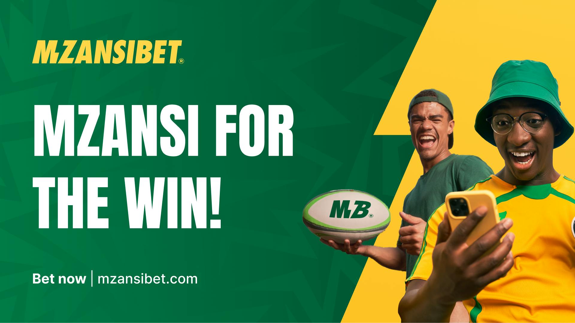 A poster stating "Mzanzi for the win" with a link to mzanzibet.com