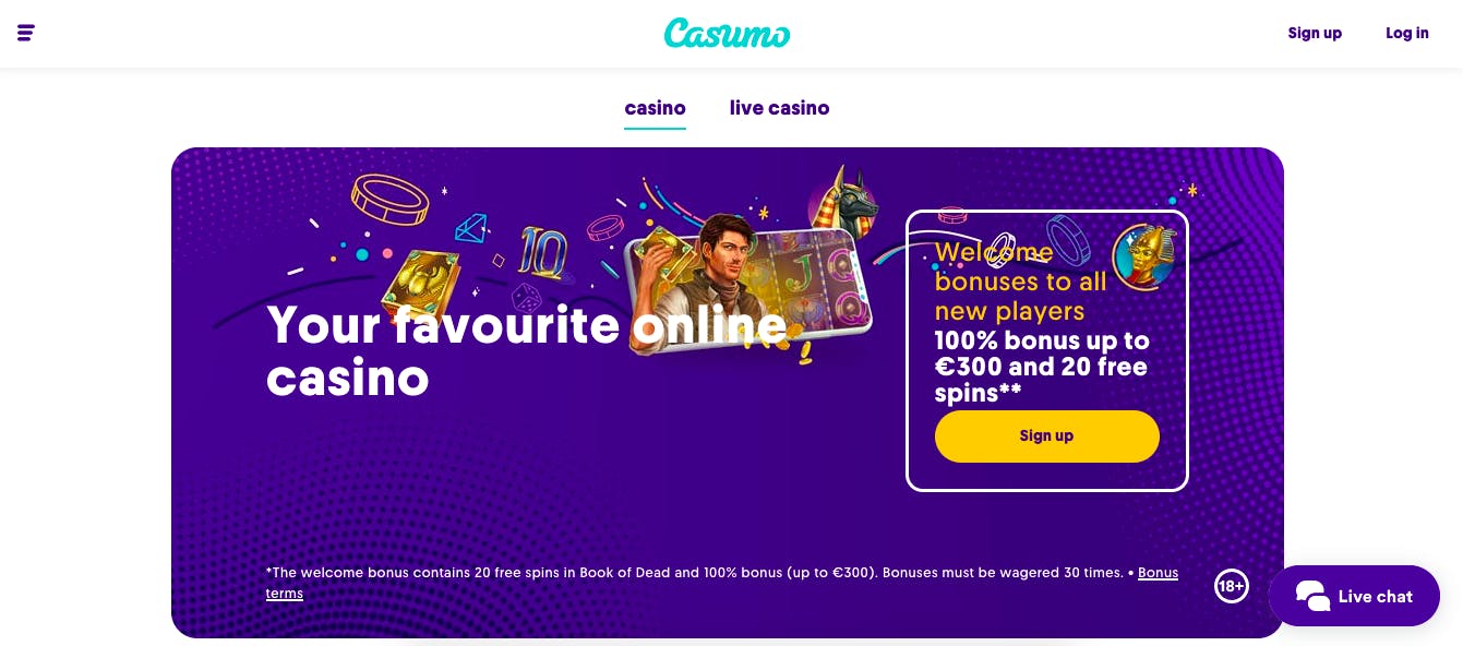 casumo landing page