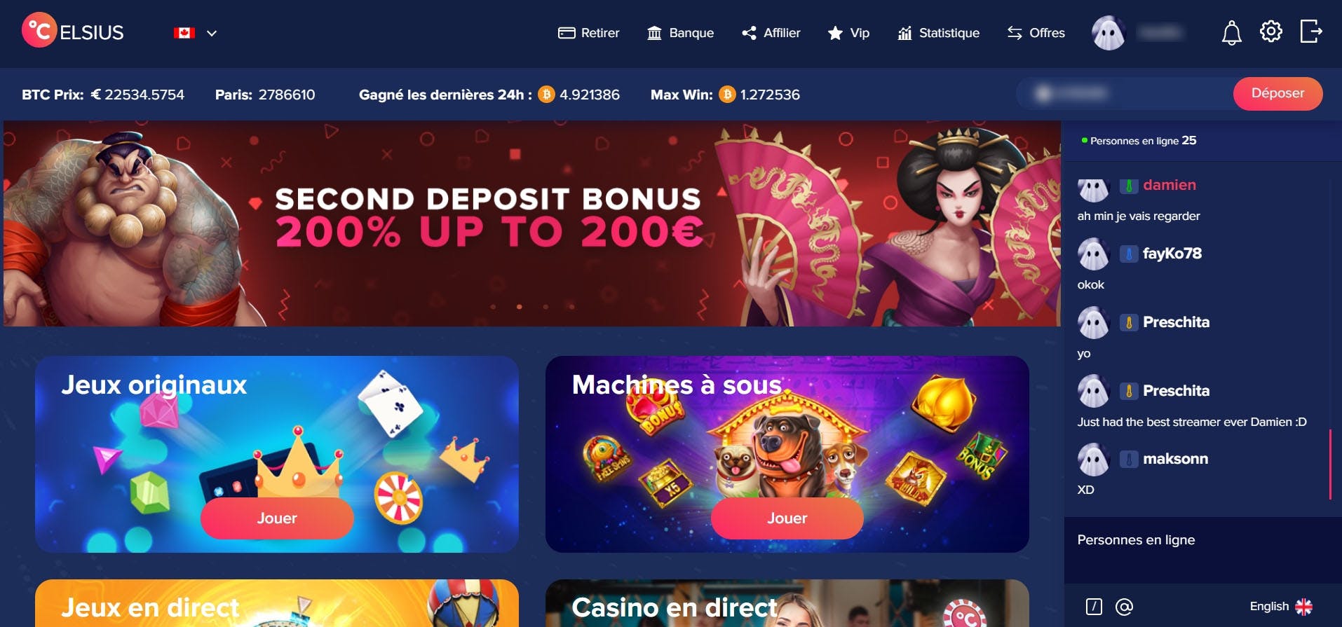accueil celsius casino