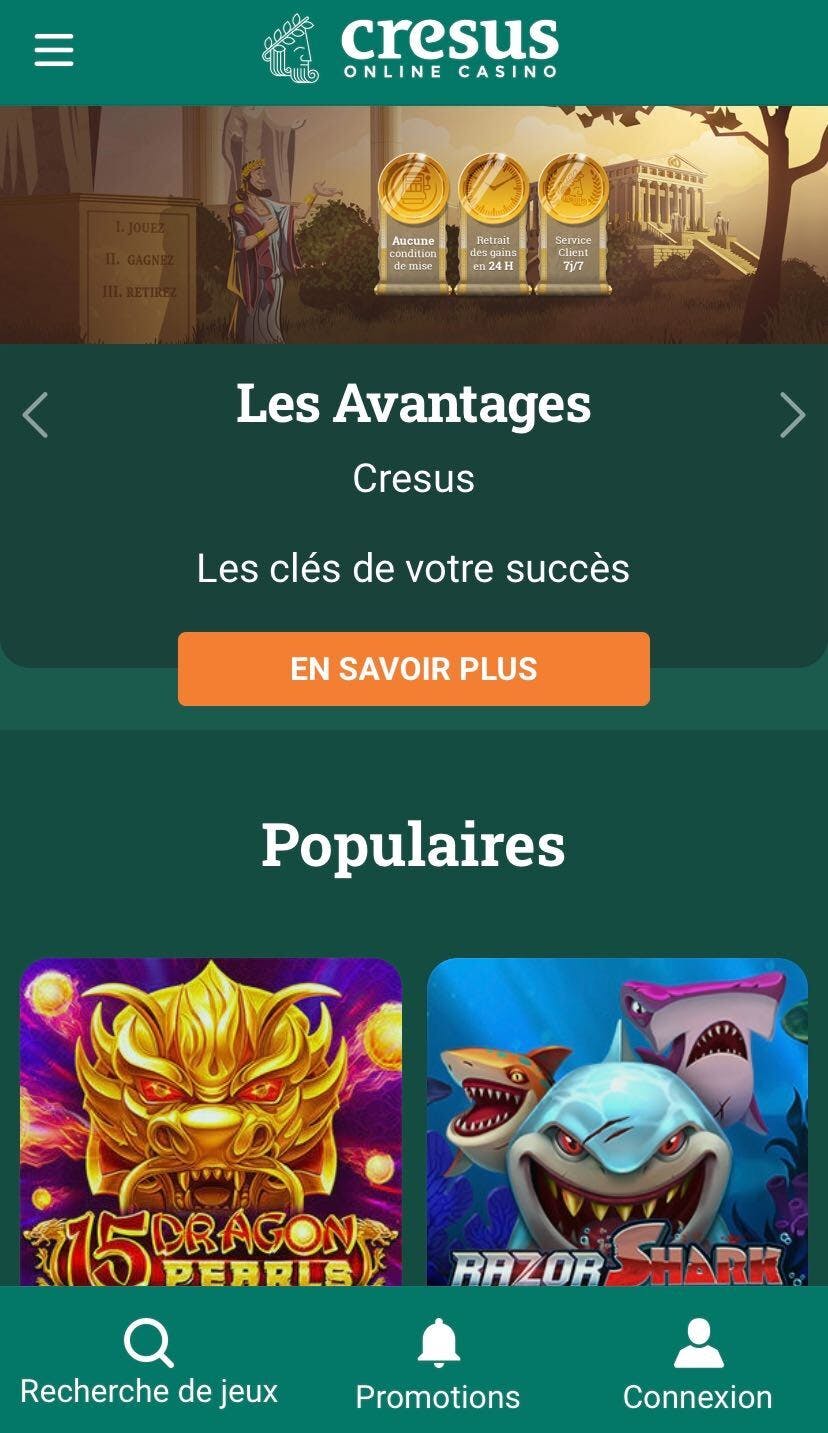 cresus casino on mobile