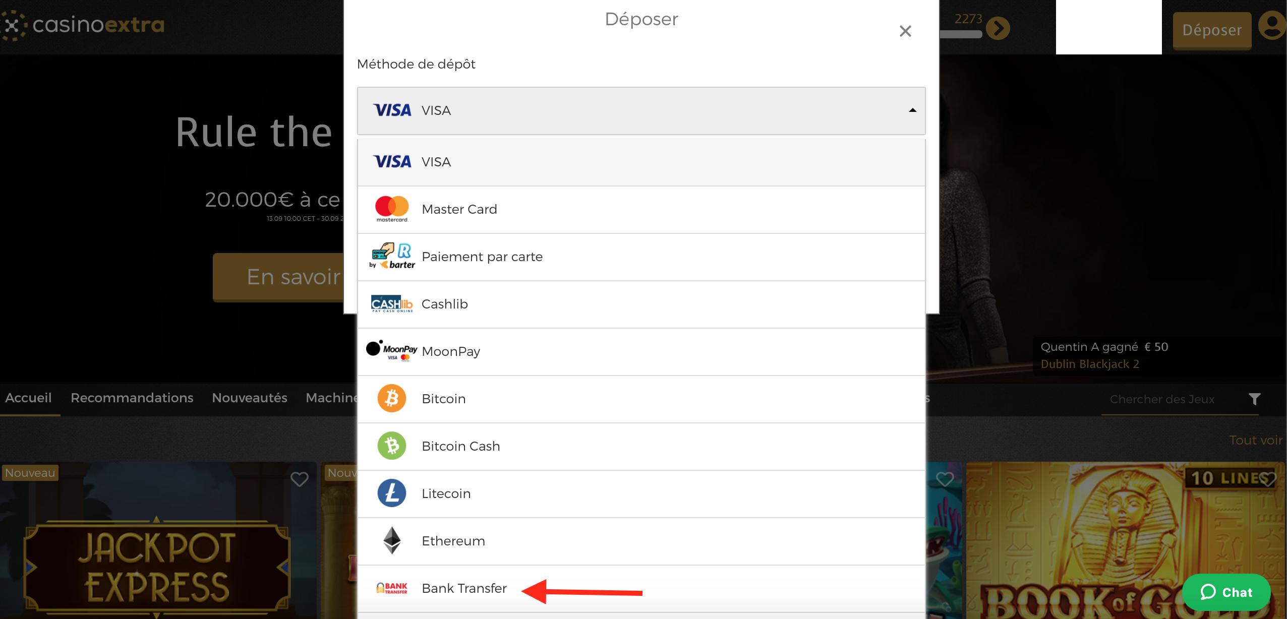 payment methods casino extra