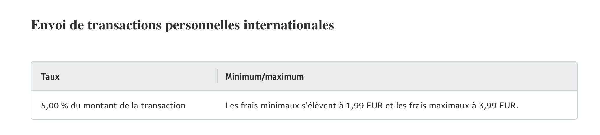 frais transaction internationale