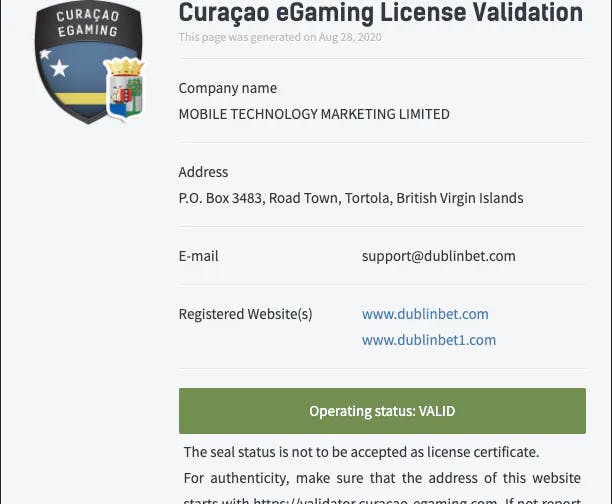 licence dublinbet